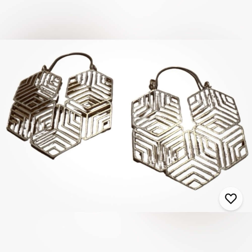 Gold Tone Dangle earrings Metal Statement Classic Geometric